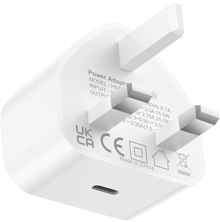 USB C Plug Fast Charge, 25W USB C Plugs UK Fast Charger for Apple iPhone 17 16 15 14 13 12 11 Pro Max Plus XS, iPad Pro/Air/Mini, Type C Charging Head, iPhone 17 Plug USB C PD Power Adapter