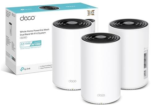 TP-Link Deco PX10(3-pack) AX1500 & AV1000 Powerline Mesh WiFi 6 System | Dual-Band WiFi Router Extender Booster, 3 x Gigabit Ports, AI-Driven Mesh, 6,100 ft² Coverage, Connect up to 120 devices