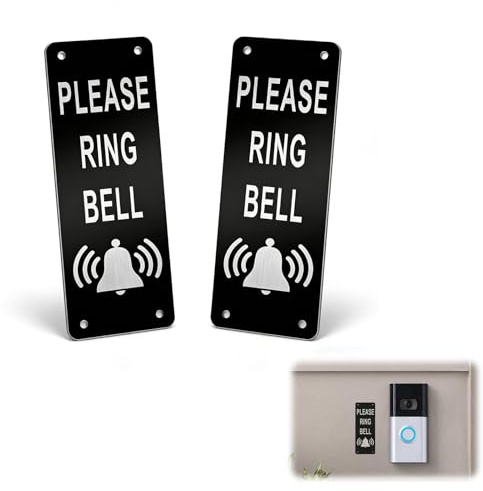 Please Ring The Bell Door Sign 2Pcs, Ring Doorbell Sticker | Self-Adhesive and Pre-Drilled Holes