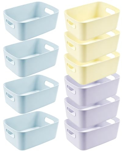 LYLIDIA 10 Stück Aufbewahrungsbox Bunt 24cm Allzweckbox, PP Kunststoff | Robuster Aufbewahrungskorb, Ordnungsboxen mit Griffen & zeitlosem Design, Organizer Box Bad Regal Küche Aufbewahrung