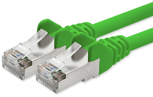 1aTTack.de 1x 1m Cat5e SFTP Netzwerkkabel 2x RJ45 Grün | SFTP Patchkabel mit Folien- und Geflechtschirmung, 2 RJ45-Stecker; für Router, Switch, PC und Patchpanel