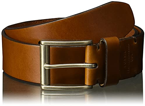 Fossil Herren Brown Leather Belt Gürtel, Dunkelbraun, 34