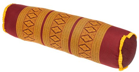 Handelsturm Thaikissen Nackenrolle 50x13 mit Füllung aus Kapok Yoga Bolster Yogakissen Rolle Feste Kissenrolle (Thaimuster Orientrot-Gold)