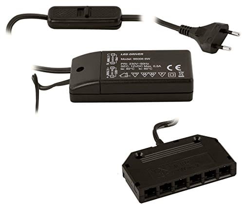 SOTECH Transformateur 6 W Pilote LED Driver avec distributeur et interrupteur sextuple pour luminaires LED Bandelettes