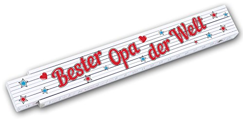 Zollstock Meterstab 2 m mit Schriftzug Bester Opa der Welt Geschenkidee zum Geburtstag Männertag Weihnachten Handwerker Familie Mann