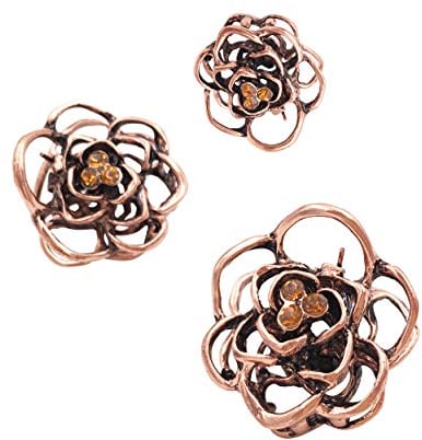 3 Petites Pinces A Cheveux Métalliques Mini Roses Vintage pour Filles Femme
