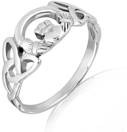 WithLoveSilver 925 Sterling Silber Keltischer Triquetra Claddagh Trinity Ring