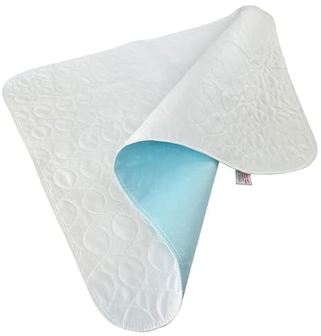 Clinotest Inkontinenzunterlage – Oeko-TEX Zertifiziert, wasserdicht, atmungsaktiv, waschbar, 75x90 cm, absorbierender Matratzenschoner für Inkontinenz & Feuchtigkeitsschutz – Weiß/Blau