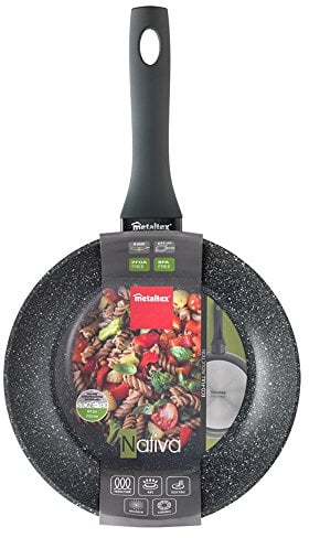 Metaltex NATIVA - Sartén Aluminio Forjado, 24 cm, antiadherente Stone-Tex, Full Induction válido para todo tipo de cocinas