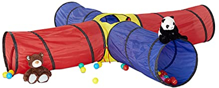 Relaxdays 10022467 Spieltunnel XXL, großer Kindertunnel aus 4 Röhren, knallbunter Krabbeltunnel für Kinder ab 3 Jahre, bunt
