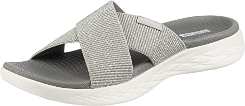 Skechers On-the-go 600 Glistening, Sandale femme, Argenté (Silver), 41 EU