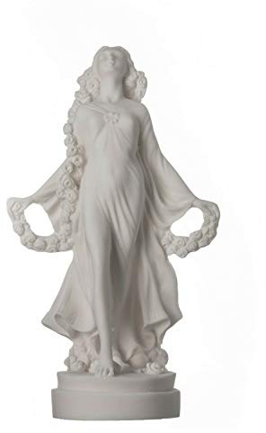 BeautifulGreekStatues Flora Göttin Golden Mädchen von Blüten Blumen Weiße Marmor Statue Skulptur 18cm