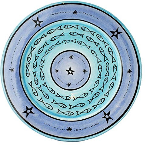 Marrakesch Samak - Plato de cerámica (redondo, 26 cm), diseño oriental, color azul