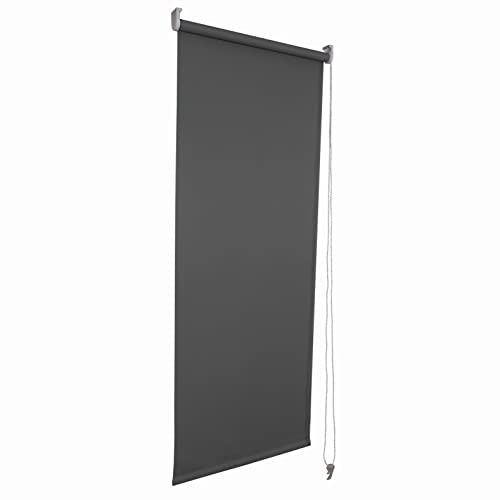 Funky Gadgets Roller Blinds Thermal Blackout Roller Blind, Easy Fit Child Safe Trimmable UV Protection Home Office Window Blinds, Grey Blind (180cm Wide X 165cm Drop)