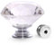 CZC HOME 25pcs 40mm Crystal Glass Door Drawer Knobs Diamond Cut Drawer Handles with 3 Sizes Screws for Cupboard Cabinet Wardrobe Home Decorating, Transparent-Silver Base