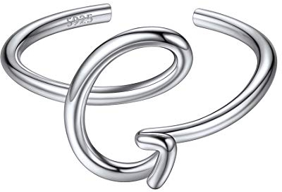 ChicSilver 925 Silber Damen offener Ring Initial Alphabet G Freundschafts Ring als Valentinstaggeschenke Weihnachtengeschenke