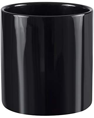 Lotex24 Pot de fleurs rond émaillé en céramique Noir 15 cm