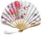 1SourceTek Silk Hand Held Folding Fans 8.27 inches (21cm) Women Hand Held Folding Fans With a Fabric Sleeve Protection for Gifts - Chinese Retro Style (White)