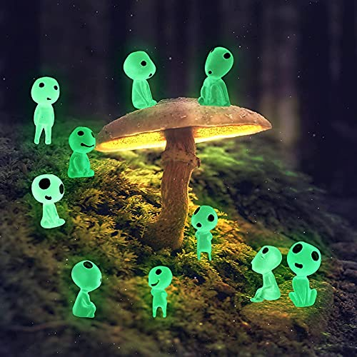 Runmeihe Figurine de Statue de Jardin Esprit Arbre Princesse Mononoké, Elfes Fantômes Qui Brillent dans l'Obscurité pour Décoration De Pelouse Extérieure pour Intérieur, Terrasse (Vert Fluorescent)