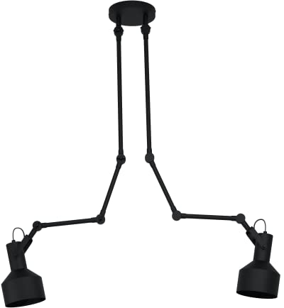 EGLO Pendelleuchte Takeley, 2 flammige Deckenlampe industrial, skandinavisch, Hängeleuchte aus Metall in Schwarz, Wohnzimmerlampe höhenverstellbar, Deckenleuchte mit E27 Fassung