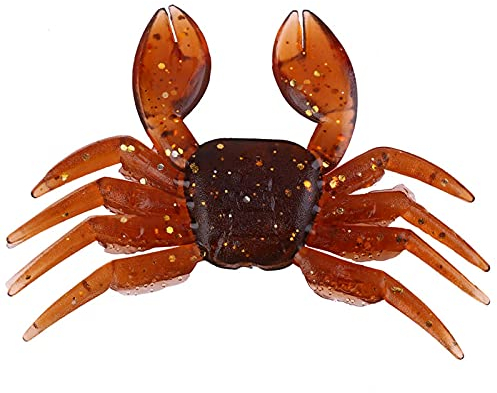 Fake Fishing Crab Lures, 10pcs Simulation Crab Lure Artificial Plastic Soft Fishing Bait 3D Sea Fishing Crankbaits Bait Traps for Fishing Artificial Bait, Brown
