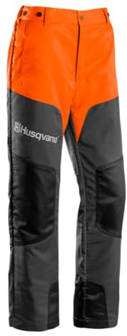Husqvarna Pantalon de protection anti-coupures adapté à l'utilisation de la tronçonneuse EN381 classe 1 (20 m/s), orange gris TG. 52