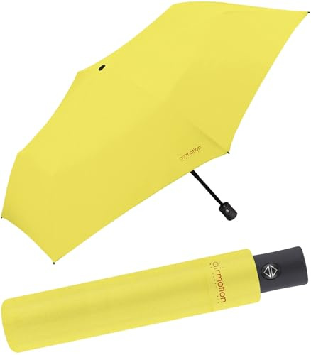 happy rain Air Motion - 174 Gramm Taschenschirm mit Auf-Zu-Automatik superleicht - Sulphur