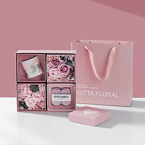 Duftkerzen Geschenkset Für Frauen, Luxus Duftkerze, Natürliches Sojawachs Aromatherapie Kerzen, Duftkerzen Deko Kreative Geschenke Für Geburtstag Muttertag Valentinstag Aromatherapie Bad Yoga,Rosa