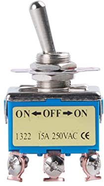 Kippschalter 250 V 15 A EIN/AUS/EIN 6 Kupferstifte 3 Positionen Metall Miniatur-Wippschalter Silberkontakte E-TEN-1322 Für Marine-Boots-LKW-Fahrzeuge