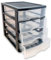 AC - Cajonera de Almacenamiento Sobremesa con 4 cajones, Torre de Almacenamiento Multiusos para Oficina, hogar, Escuela - 35 x 27 x 35,5 cm - Color Negro - Modelo Aleatorio