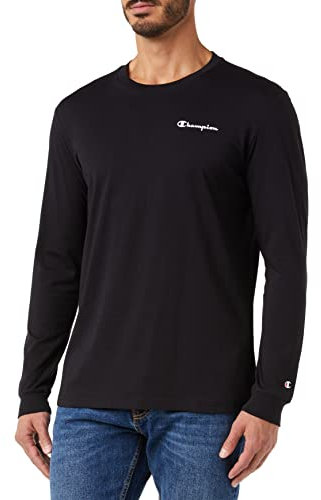 Champion Men's Legacy American Classics Small Logo L/S Long Sleeve T-Shirt, Black, M