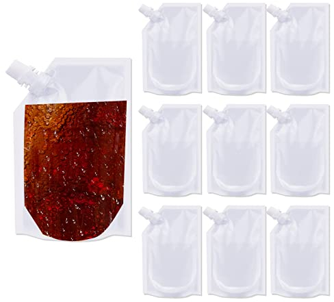 Bolsa de viaje, 10 petacas reutilizables de plástico con boquilla, bolsas de bebidas para festivales, esconde alcohol, jugo, licor, ron, agua, 350 ml