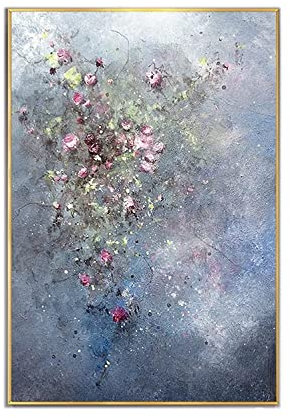 AERK Ölbilder Auf Leinwand Handgemalt,Handgemaltes Originales Rahmenloses Strukturiertes Kunstwerk Vintage Rose Blume Graffiti-Muster Ölgemälde Moderne Abstrakte Extra Große Wandkunst Wohnkultur