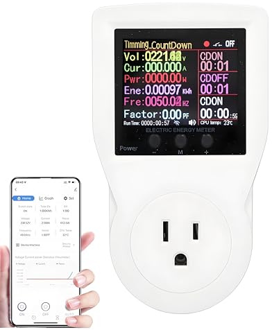 Electricity Usage Monitor Watt Meter Power Meter WiFi Smart Plug with Energy Monitoring Socket for Home Appliances AC85‑265V US Plug 16A Maximum Current 3680W