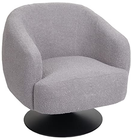 Lounge-Sessel HWC-J76, Cocktailsessel Sessel drehbar, Bouclé Stoff Metall - hellgrau