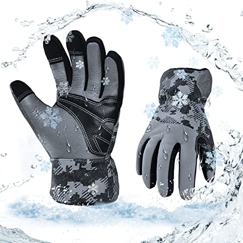 Vgo... 1Paar Winter-Arbeitshandschuhe aus Rindsleder, wasserdicht, Sicherheitshandschuhe für kalte Lagerung oder Gefrierschrank, w/3M Thinsulate Lining 0℃/32°F (CA9790FLWP)