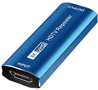 KUYIA 8K HDMI Extender Amplifier,8K/4K@60Hz UHD HDMI Repeater Female to Female Adapter,Ultra High Speed 48Gbps Compatible for PS4/DVD/TV Box etc (Blue)