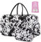 Sporttasche Reisetasche Damen, Kliniktasche Geburt Weekender Saunatasche Damen Groß Handgepäck Tasche mit Kulturtasche Schuhfach und Nassfach for Weekend Travel,Schwarze Kuh