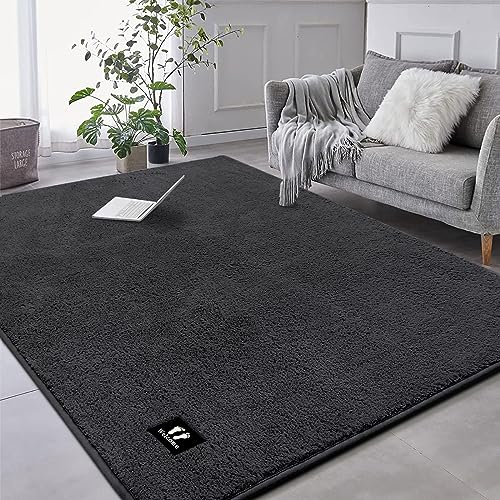 RTBQJ-AT Badematte rutschfest Badezimmerteppich 160x120cm Groß Badteppich Mikrofaser Weicher Badvorleger Küchenbodenmatten Maschinenwaschbar Öko-Tex 100 Zertifiziert, Grau