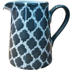 Ceylon Studio Grey & White Moroccan Motif Design Hand Painted Ceramic Teatime Tableware - JUG 9.5cm