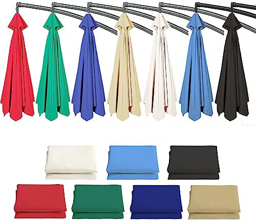 Auvent De Remplacement Pour Parasol 2m/2,7m/3.0m, 6 Baleines/8 Baleines Toile De Rechange Pour Parasol Déporté, Housse De Rechange Pour Parasol De Jardin Terrasse Plage (auvent Seulement)(Couleur:Noir