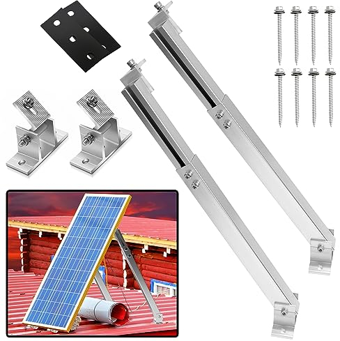 Eulenke Lot de 1 paires de supports de panneau solaire, pour centrale de balcon, toit plat, angle réglable de 0 à 60 °, support pour panneau solaire, PV, photovoltaïque, fixation de panneau solaire