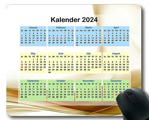 YENDOSTEEN Kalender 2024 Jahr Mauspad Gaming großes Mauspad,Wabenmuster-Sechseck rutschfeste Gummi-Mauspads für Bürocomputer,Laptop