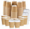 100 x 8oz Disposable Coffee Cups with Lids - Takeaway Paper Cups for Hot & Cold Drinks - Kraft Triple Walled Disposable Paper Ripple Cups - Reusable Takeaway Coffee Cups - (with Lids)