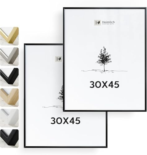 Heimlich Fotorahmen aus Aluminium – 30 x 45 cm, Schwarz, 2er-Pack | Heimlich® – Robuste Kleine Posterrahmen Aus Metall – Nur Wandhalterung
