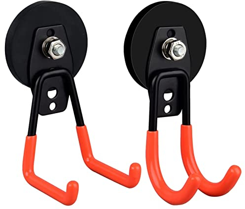 Garagen-Magnethaken – Garagenhaken, Stahl-Magnet-Werkzeugaufhänger | Industriestärke, Mehrzweck-Magnethaken, Mehrzweck-Magnethaken für Leiter, Elektrowerkzeug, zum Aufhängen, 2 Stück