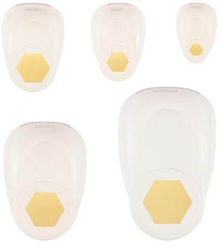 Vaessen Creative Stanzer Set - Motivstanzer - Sechsecke - 5 Stück - Tonpapier und Bastelmaterial bis zu 250 g/m² - zum Basteln Mit Papier und Scrapbooking, Weiß-Gold