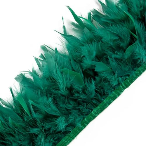 6.6 ft de plumas con flecos de altura de 3.9-5.9 in, decoración de ropa de boda, decoración de vestidos, cinta de bricolaje, manualidades para coser, color verde oscuro
