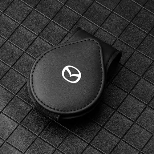 DLLHL Car Sunglasses Holder for Mazda MX-5,Magnetic Leather Car Visor Sunglass Holder Glasses Clip for Car Car Glasses Holder Scratch Resistant Car Visor Accessories,Black