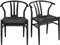 Yaheetech 2pcs Sillas de Comedor Silla de Ratán Estilo Moderno Marco de Metal para Jardin, Comedor, Bar y Restaurante 74x56x55 cm Negro Completo